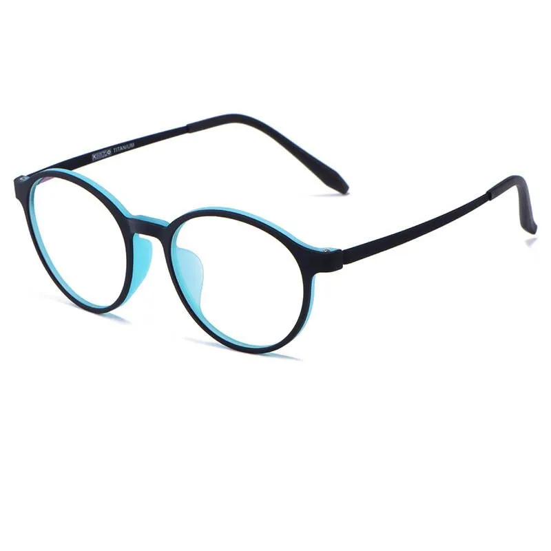 Yimaruil Men's Full Rim Round Rubber Black Titanium Anti-Blue Light Reading Glasses Y305