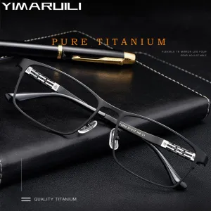 Yimaruili Men's Full Rim Large Square Titanium Eyeglasses HT0205