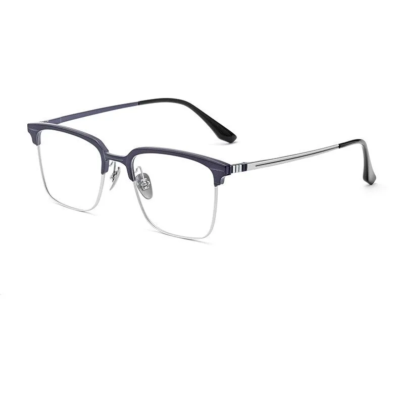 Yimaruili Men's Full Rim Small Square Acetate Titanium Eyeglasses 9201