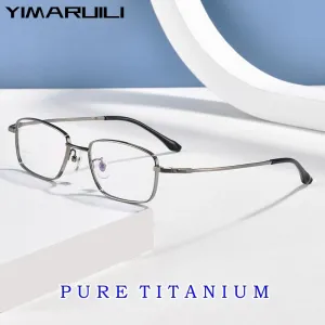 Yimaruili Men's Full Rim Small Square Titanium Eyeglasses J86501