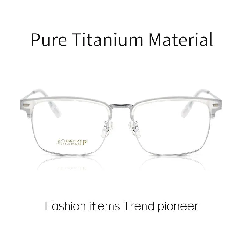 Yimaruili Men's Full Rim Square Titanium Eyeglasses 2322BJ