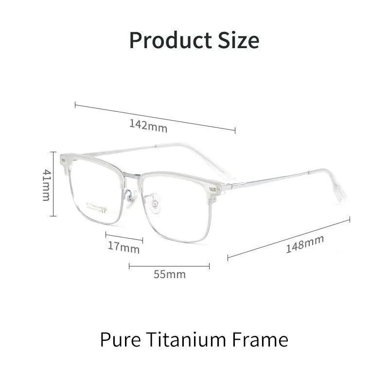 Yimaruili Men's Full Rim Square Titanium Eyeglasses 2322BJ