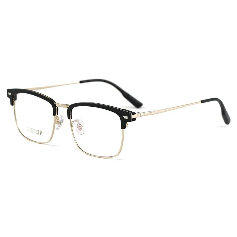 Yimaruili Men's Full Rim Square Titanium Eyeglasses 2322BJ