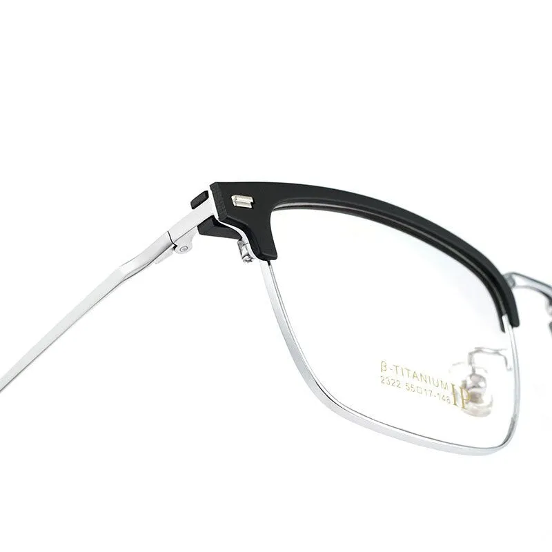 Yimaruili Men's Full Rim Square Titanium Eyeglasses 2322BJ