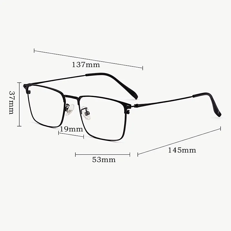 Yimaruili Men's Full Rim Square Two Tone Titanium Plated Frame Eyeglasses Y0606