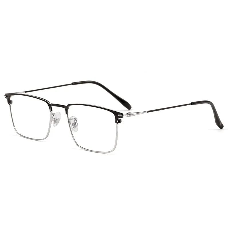 Yimaruili Men's Full Rim Square Two Tone Titanium Plated Frame Eyeglasses Y0606