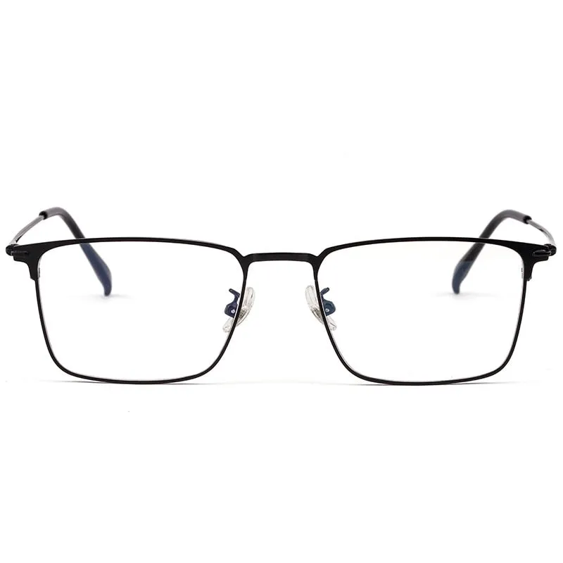 Yimaruili Men's Full Rim Square Two Tone Titanium Plated Frame Eyeglasses Y0606