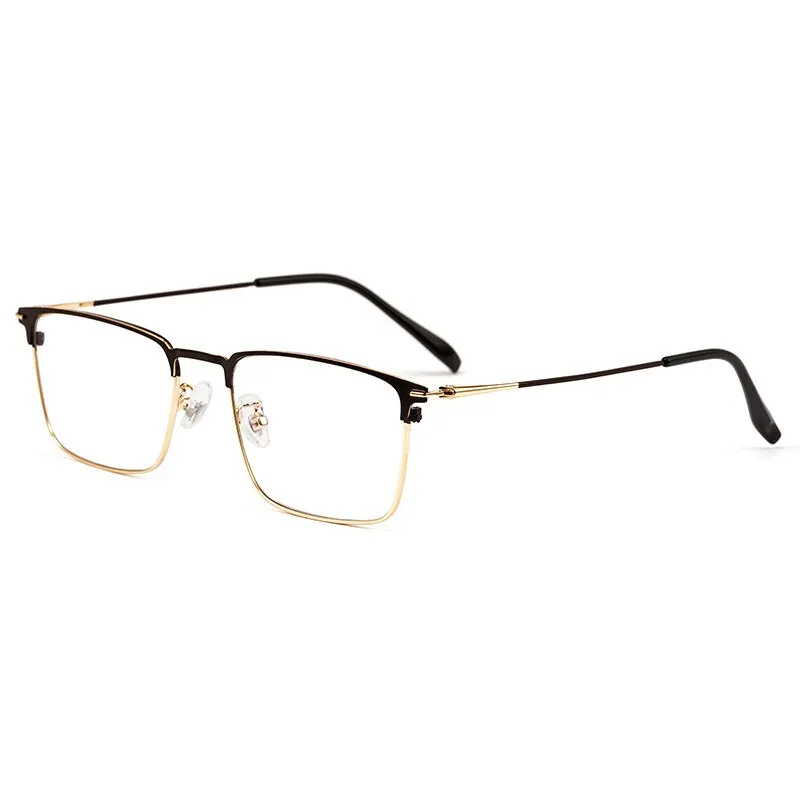 Yimaruili Men's Full Rim Square Two Tone Titanium Plated Frame Eyeglasses Y0606