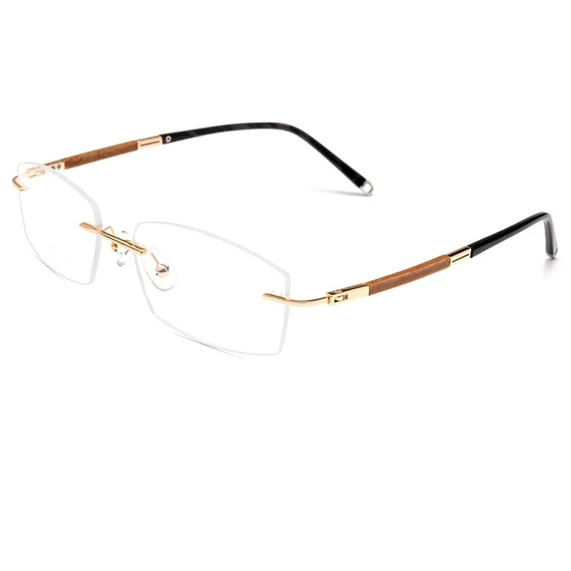 Yimaruili Men's Rimless Rectangle Titanium Eyeglasses Z8wk