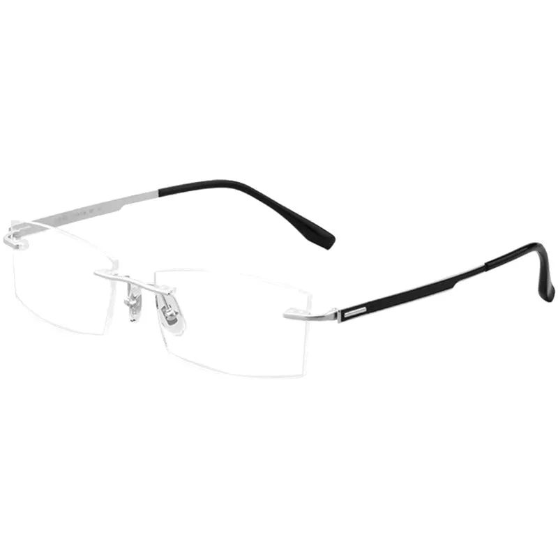 Yimaruili Men's Rimless Titanium Rectangle Frame Eyeglasses 89518