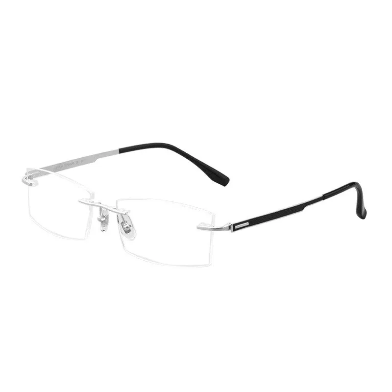 Yimaruili Men's Rimless Titanium Rectangle Frame Eyeglasses 89518