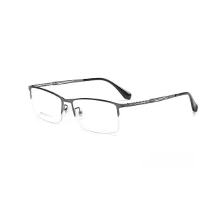 Yimaruili Men's Semi Rim Big Square Alloy Eyeglasses 34082