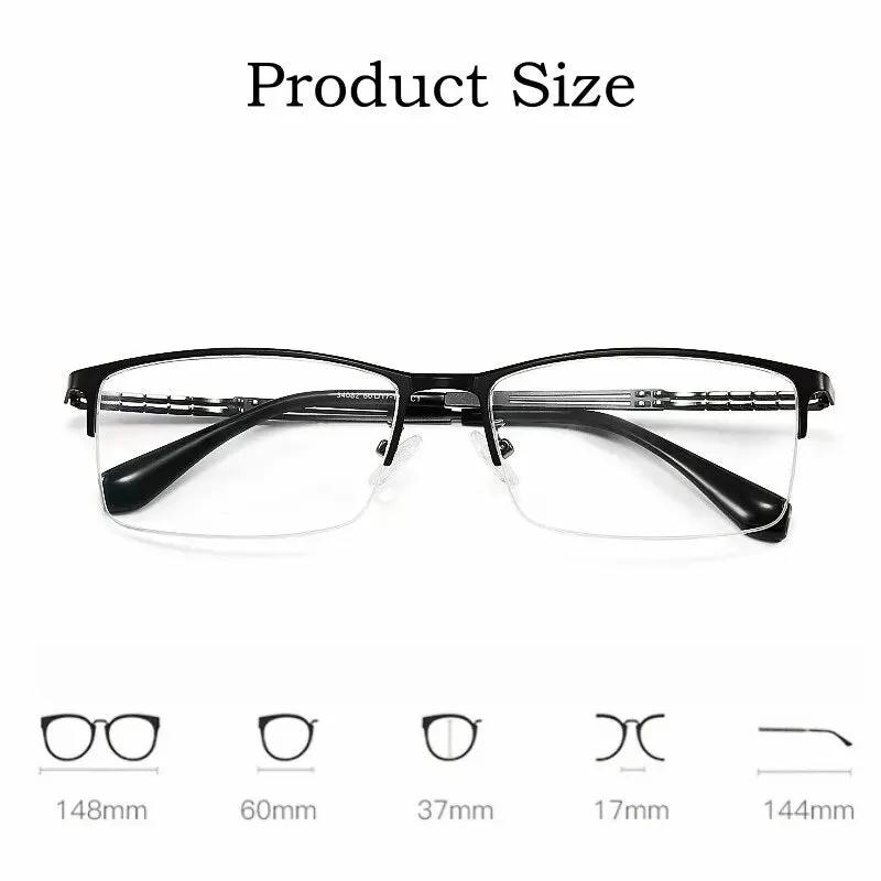 Yimaruili Men's Semi Rim Big Square Alloy Eyeglasses 34082