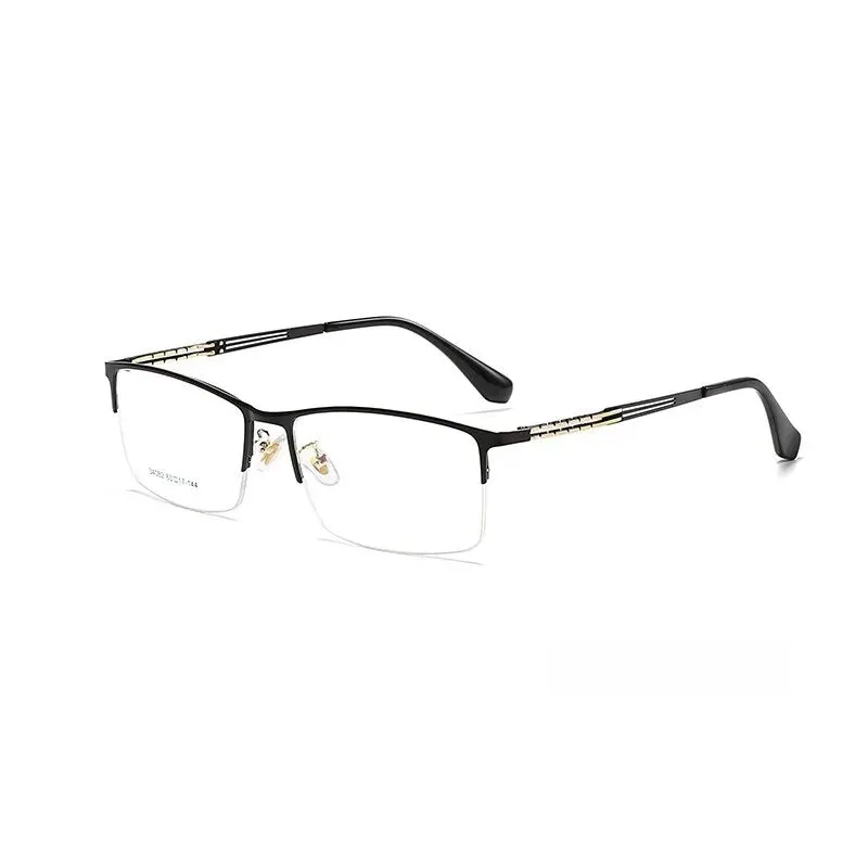 Yimaruili Men's Semi Rim Big Square Alloy Eyeglasses 34082