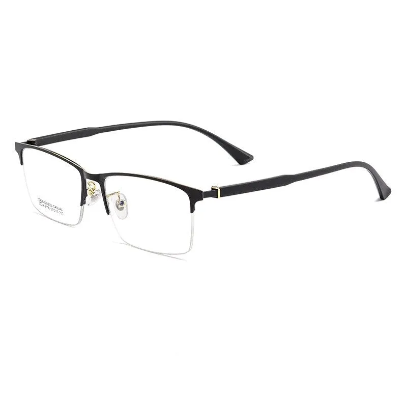 Yimaruili Men's Semi Rim Square Alloy Eyeglasses K9106