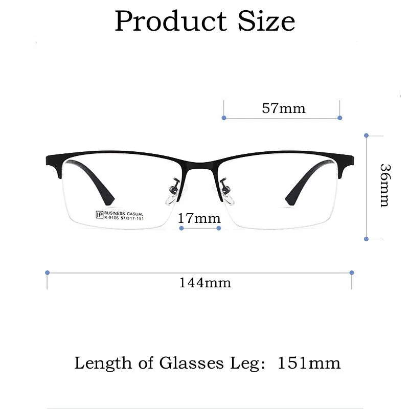 Yimaruili Men's Semi Rim Square Alloy Eyeglasses K9106