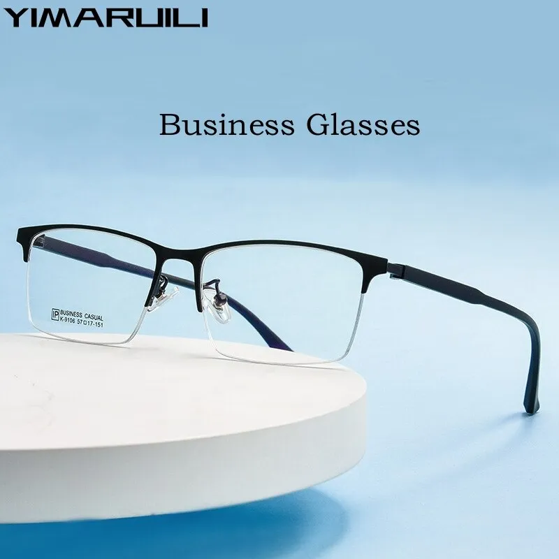 Yimaruili Men's Semi Rim Square Alloy Eyeglasses K9106