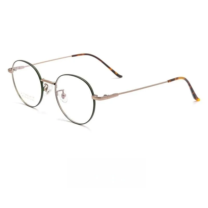 Yimaruili Unisex Full Rim Round Titanium Alloy Eyeglasses Bt038t