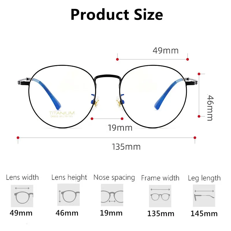 Yimaruili Unisex Full Rim Round Titanium Frame Eyeglasses CK803