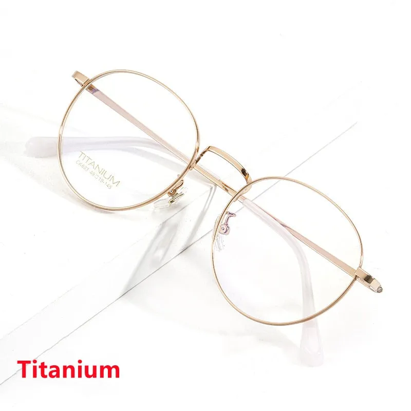 Yimaruili Unisex Full Rim Round Titanium Frame Eyeglasses CK803