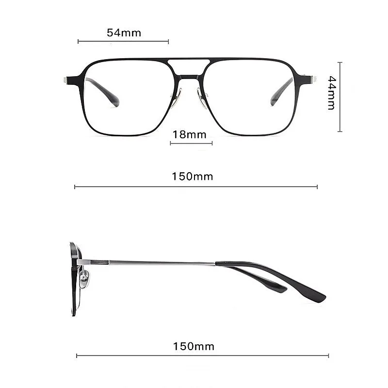 Yimaruili Unisex Full Rim Square  Aluminum Magnesium Titanium Eyeglasses Clip On Sunglasses 9908