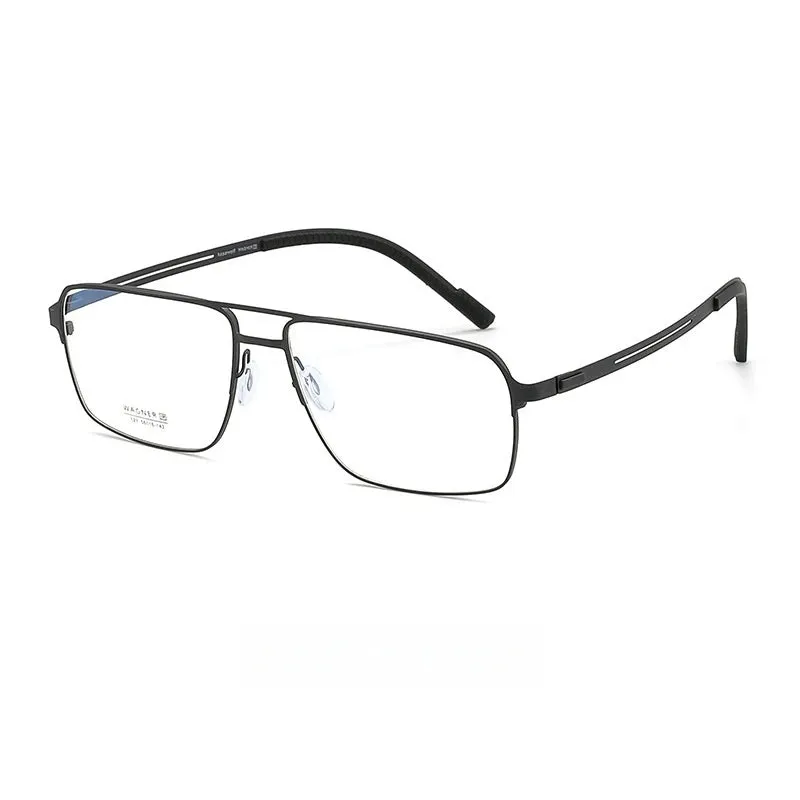 Yimaruli Mens Small Full Rim Double Bridge Square Titanium Eyeglasses 127As