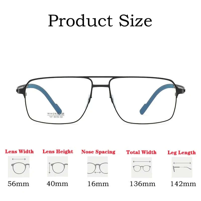 Yimaruli Mens Small Full Rim Double Bridge Square Titanium Eyeglasses 127As