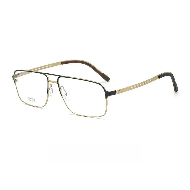 Yimaruli Mens Small Full Rim Double Bridge Square Titanium Eyeglasses 127As