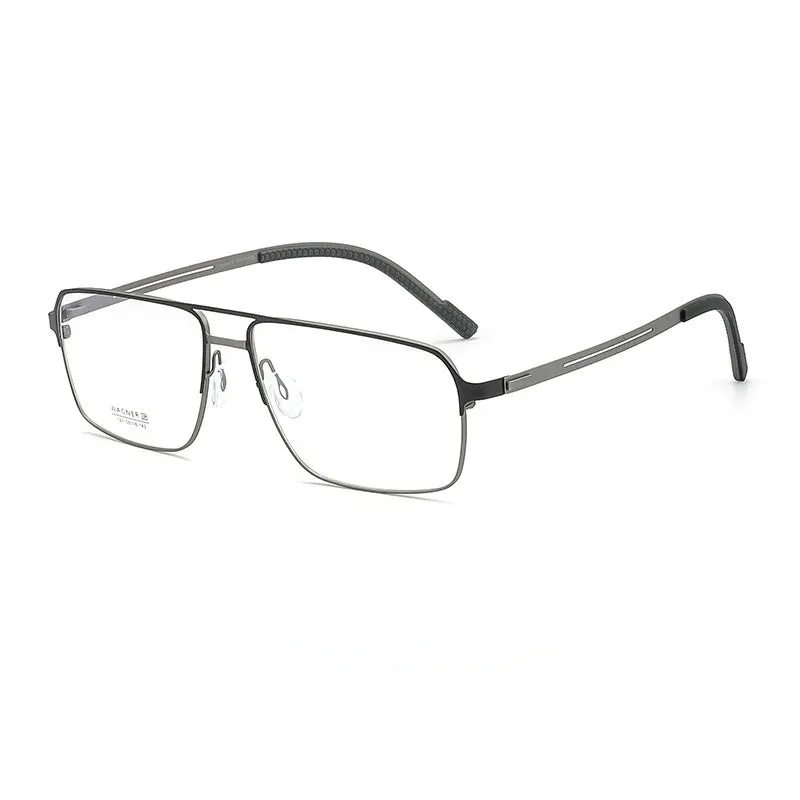 Yimaruli Mens Small Full Rim Double Bridge Square Titanium Eyeglasses 127As