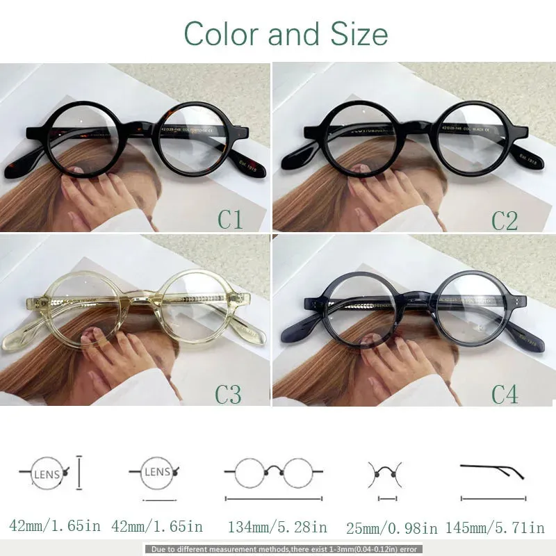 Yujo Unisex Full Rim Round Acetate Eyeglasses 4225e