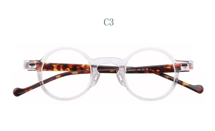 Yujo Unisex Full Rim Small Round Acetate Fiber Eyeglasses Y077