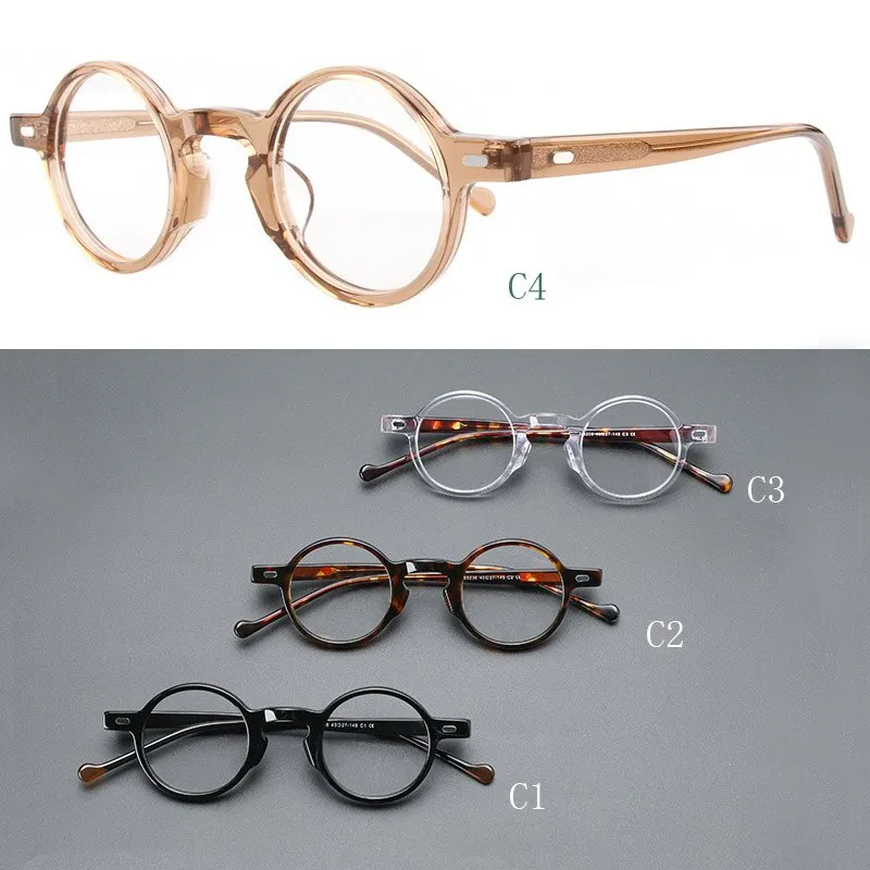 Yujo Unisex Full Rim Small Round Acetate Fiber Eyeglasses Y077