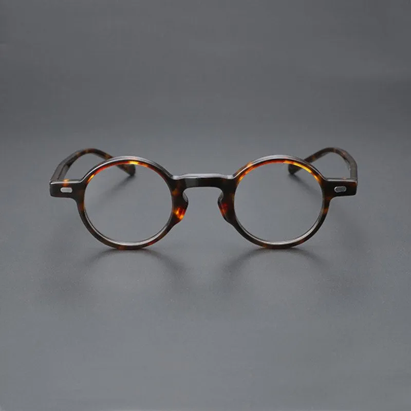 Yujo Unisex Full Rim Small Round Acetate Fiber Eyeglasses Y077