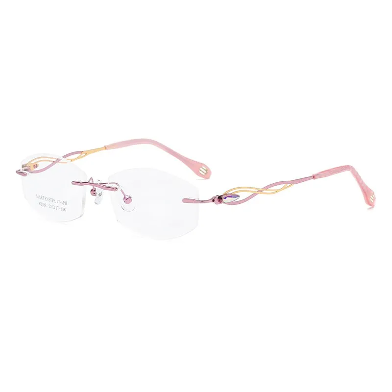 Zirosat 88038 Women's Eyeglasses Tint Lenses Diamond Cutting Rimless Titanium