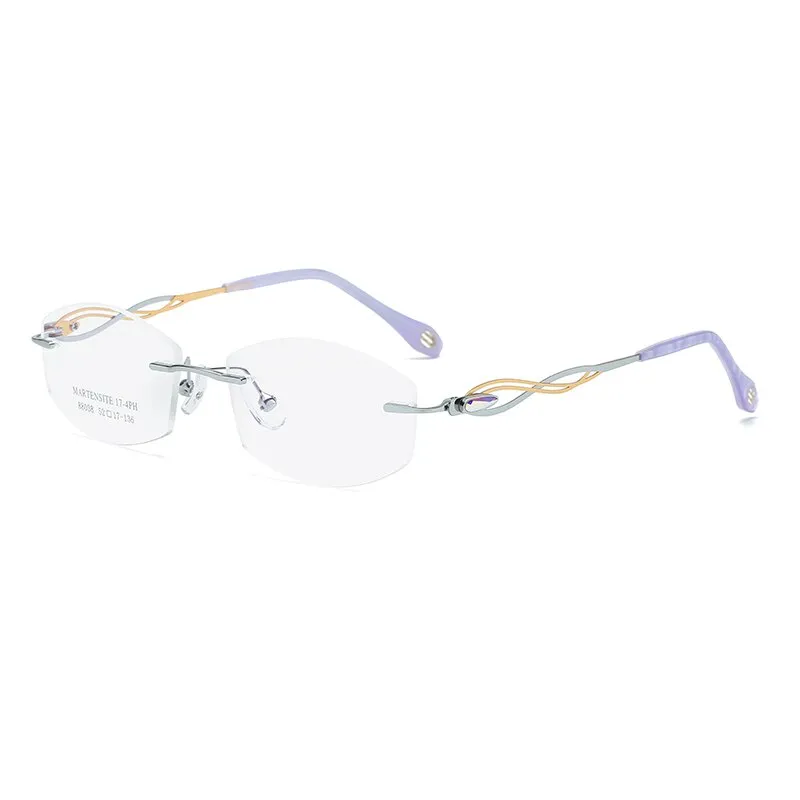 Zirosat 88038 Women's Eyeglasses Tint Lenses Diamond Cutting Rimless Titanium