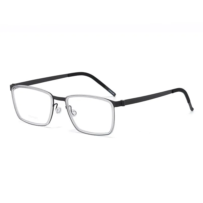 Zirosat Unisex Full Rim Square Titanium Acetate Eyeglasses 9711